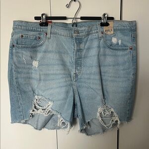 Levi's Light Blue Distressed Denim Shorts